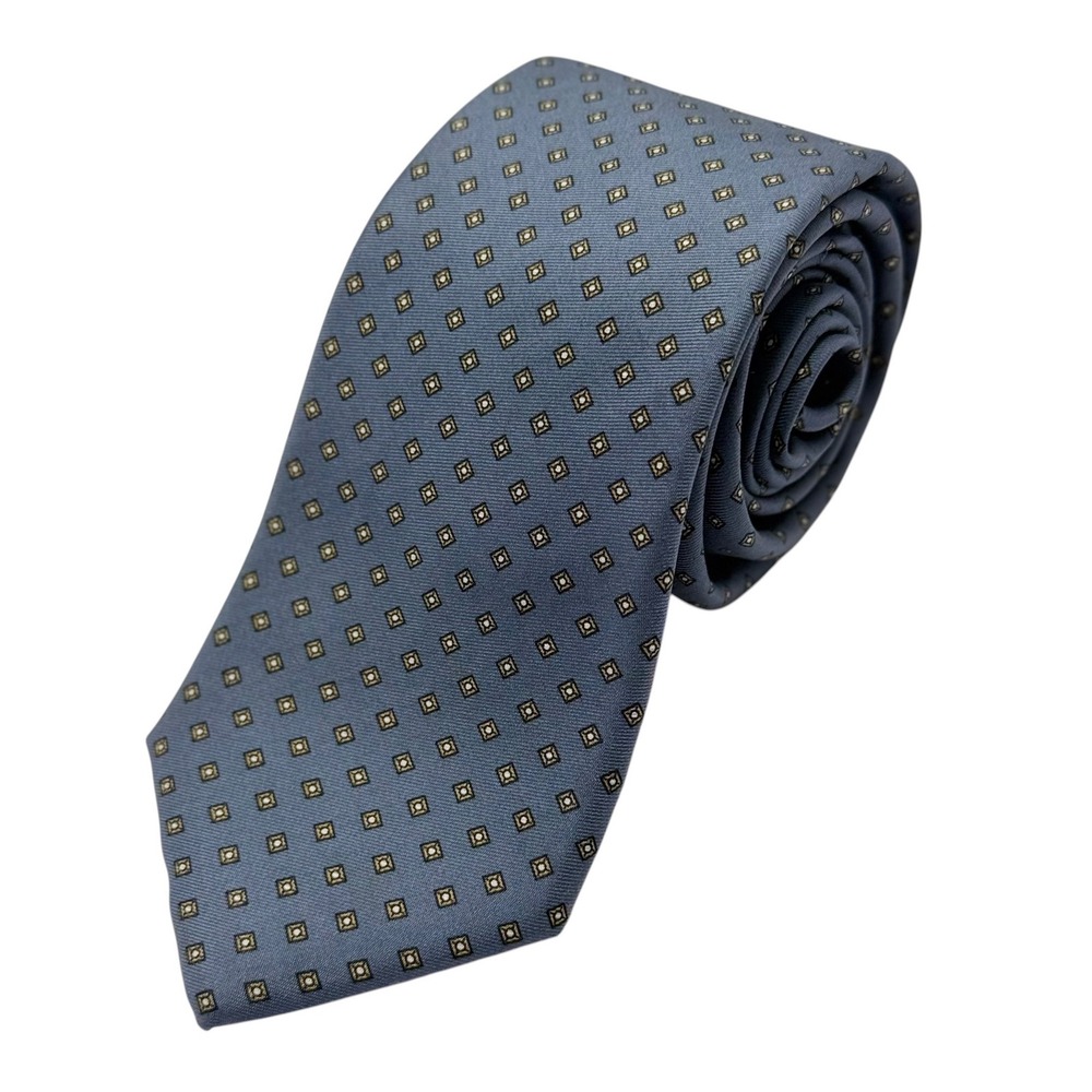 VTG Liberty Of London Tie Silk‎ Blue Mini Geometric Diamonds Classic USA Made